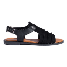 Shelovet sorte ruskind lukkede sandaler