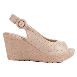 Gennembrudte ruskindssandaler Shelovet beige