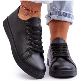 PE1 Klassiske sneakers i læder til kvinder Sort Ubegrænset