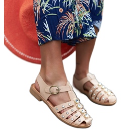 Beige sandaler dekoreret med rhinsten fra Gaetano