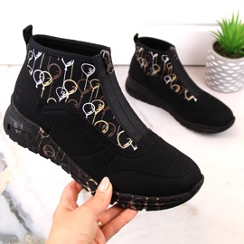 Ankelstøvler til kvinder sports sneakers med lynlås sort Rieker M4953-00