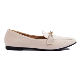 Slip-on loafers med shelovet beige ruskind