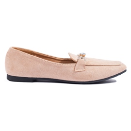 Slip-on loafers med shelovet beige ruskind