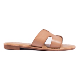 Shelovet brune klassiske flade sandaler beige