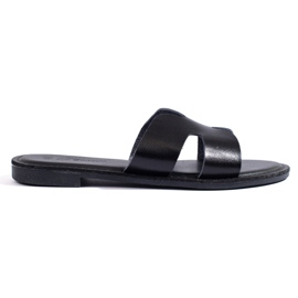 Klassiske sorte Shelovet flade sandaler