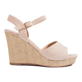 Shelovet beige espadriller med høj kile