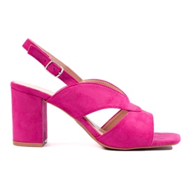 Fuchsia højhælede sandaler i ruskind fra Vinceza lyserød