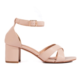 Shelovet beige sandaler med hæl til kvinder