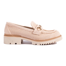 Shelovet beige gennembrudte ruskind loafers