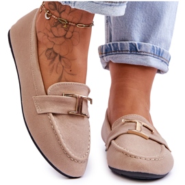 Klassiske slip-on mokkasiner med dekoration, lys beige