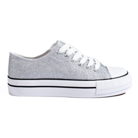 Grå brokade sneakers med tyk sål fra Shelovet
