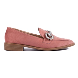 Mørke pink ruskind loafers med et Shelovet spænde lyserød