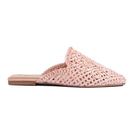 Pink flade sandaler med gennembrudt overdel fra Shelovet lyserød