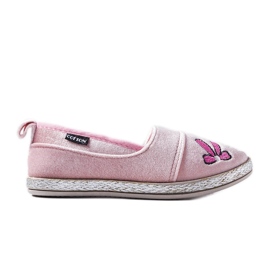 Pink velour ballerinaer fra Patria lyserød