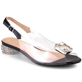 Sorte flade sandaler med sten S.Barski MR1037-10