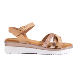 Shelovet beige kile sandaler brun