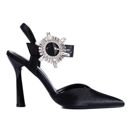 Satin sorte hæl pumps fra Shelovet