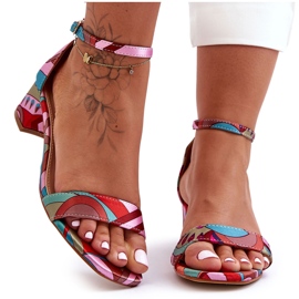 Mønstrede satin højhælede sandaler Pink Mix Inspire Me! flerfarvet