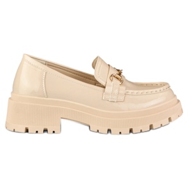 Lakerede beige platformssko