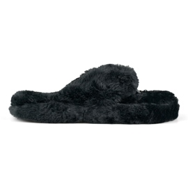 Pelsede sorte flip-flops
