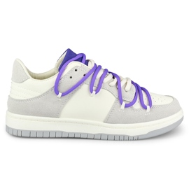 Damesneakers med lilla snørebånd hvid