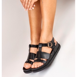 Klassiske sorte flade sandaler til kvinder