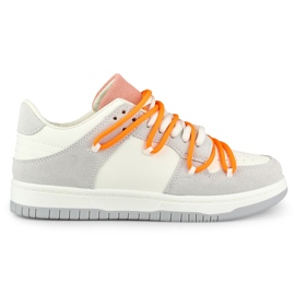 Damesneakers med orange snørebånd hvid