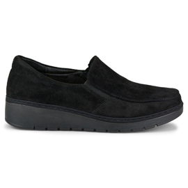 Komfortable loafers i sort ruskind til kvinder