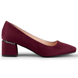 Burgundy pumps på en lav hæl rød