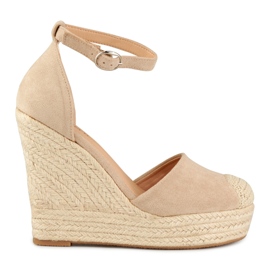 Lysbeige kile-espadriller til kvinder