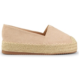 Beige dameespadriller på platformen