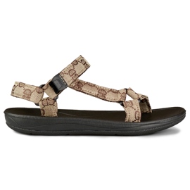 Damesandaler med flad sål beige