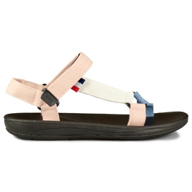 Komfortable damesandaler med velcro lyserød