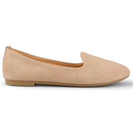 Beige flade sko i ruskind