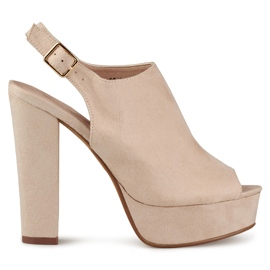 Beige højhælede sandaler med åben tå og hæl