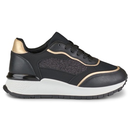 Sorte skinnende sneakers til kvinder