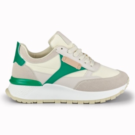 Beige og grønne komfortable damesneakers