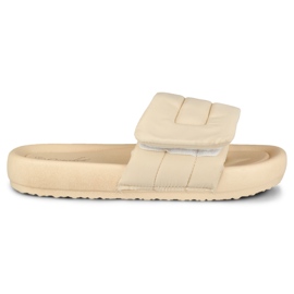 Beige hjemmesko til kvinder justerbare med velcro