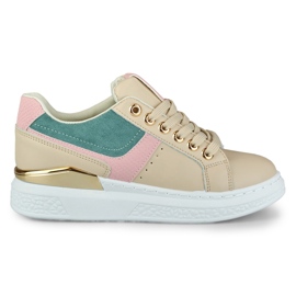 Damesneakers på Eliza platformen beige