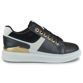 Kvinders sorte og hvide sneakers på Eliza platformen