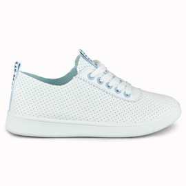 Hvide og blå gennembrudte sneakers fra Bellis