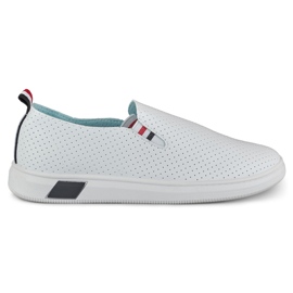 Gennembrudte slip-on hvide sneakers til kvinder
