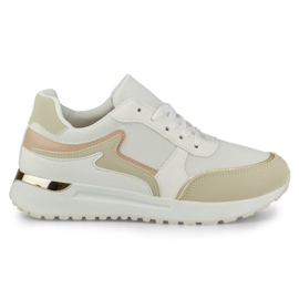 Damesneakers med en gylden tilføjelse beige
