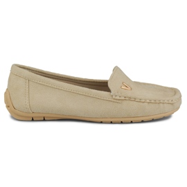 Dame loafers i beige ruskind