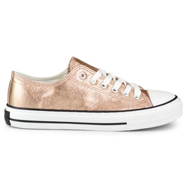 Klassiske sneakers i skinnende guld gylden