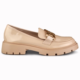Beige brogues med gulddekoration