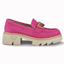 Pink loafers med dekorative sten lyserød