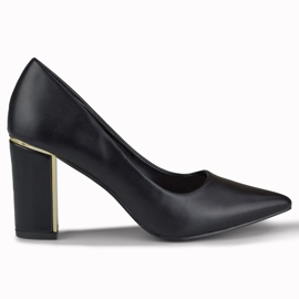 Elegante pumps med en dekorativ hæl sort