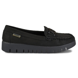 Sorte loafers til damer med en behagelig sål