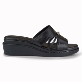 Komfortable elegante wedge hjemmesko til kvinder sort